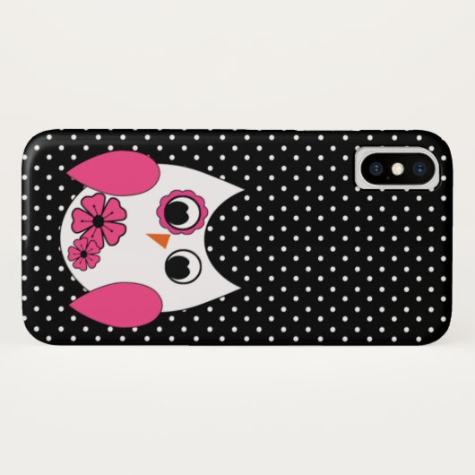 Cute Pink and White Owl Polka Dots Pattern Case-Mate iPhone Case (Achterkant (horizontaal))