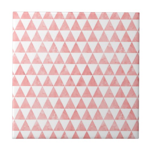 Cute Pink And White Triangle Pattern Ceramic Tile Tegeltje (Voorkant)