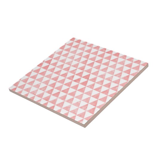 Cute Pink And White Triangle Pattern Ceramic Tile Tegeltje (Zijkant)