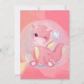 Cute Pink and Yellow Dinosaur Girl Baby shower Kaart (Achterkant)