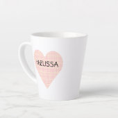 Cute Pink and Yellow Pset Heart PERSONALIZED Latte Mok (Linkerhoek)