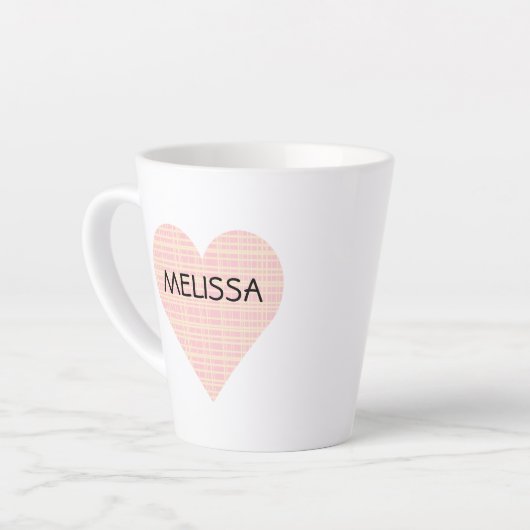 Cute Pink and Yellow Pset Heart PERSONALIZED Latte Mok (Linkerhoek)