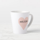 Cute Pink and Yellow Pset Heart PERSONALIZED Latte Mok (Rechterhoek)