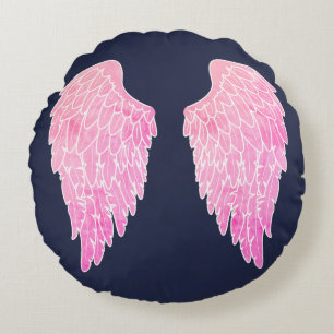 Cute Pink Angel Wings Rond Kussen