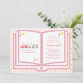 Cute Pink Animal Train Book Theme Baby shower Kaart (Staand voorkant)