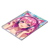 Cute Pink Anime Girl with Headphones Notitieboek (Linkerzijde)