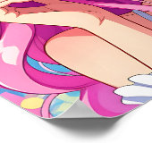 Cute Pink Anime Girl with Headphones Poster (Hoek)