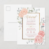 Cute Pink Aquarelle Blooms Floral Rehearsal Dinner Uitnodiging Briefkaart (Voorkant / Achterkant)