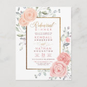 Cute Pink Aquarelle Blooms Floral Rehearsal Dinner Uitnodiging Briefkaart (Voorkant)