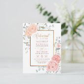 Cute Pink Aquarelle Blooms Floral Rehearsal Dinner Uitnodiging Briefkaart (Staand voorkant)