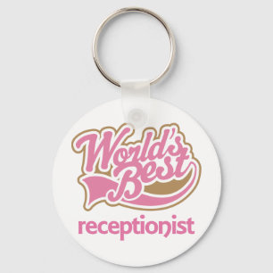 Cute Pink Award Werkt beste receptionist Sleutelhanger
