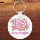 Cute Pink Award Werkt beste receptionist Sleutelhanger (Voorkant)