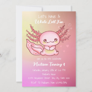 Cute Pink Axolotl Birthday Kaart