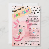 Cute Pink Axolotl Boba Tea Birthday Kaart (Voorkant)