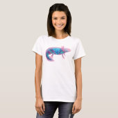 Cute Pink Axolotl Fantasy Ocean Double Exposure T-shirt (Voorkant volledig)