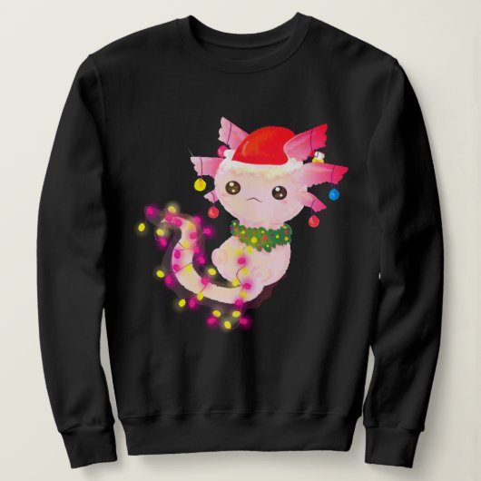 Cute Pink Axolotl in kerstverlichting Trui (Design voorkant)