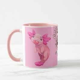 Cute Pink Axolotl Kawaii Chibi Girl Coffee Mug Mok
