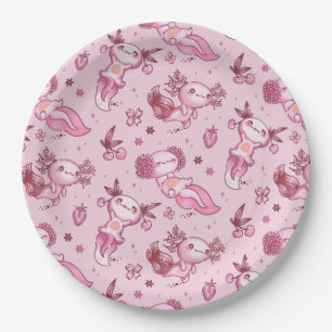 Cute Pink Axolotl Pattern Kawaii Animal Girls Papieren Bordje