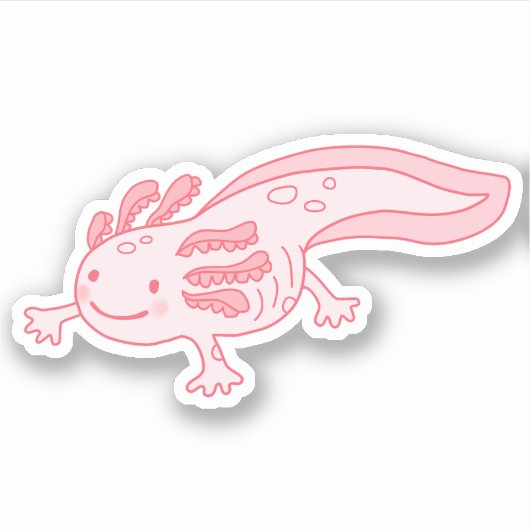 Cute Pink Axolotl Sticker (Voorkant)