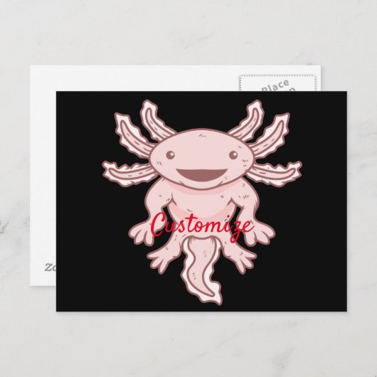 Cute Pink Axolotl Thunder_Cove Briefkaart (Voorkant / Achterkant)