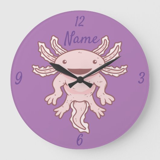 Cute Pink Axolotl Thunder_Cove Grote Klok (Voorkant)