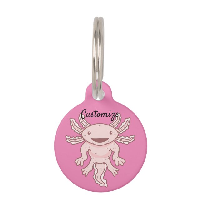Cute Pink Axolotl Thunder_Cove Huisdierpenning (Voorkant)