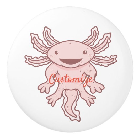 Cute Pink Axolotl Thunder_Cove Keramische Knop (Voorkant)