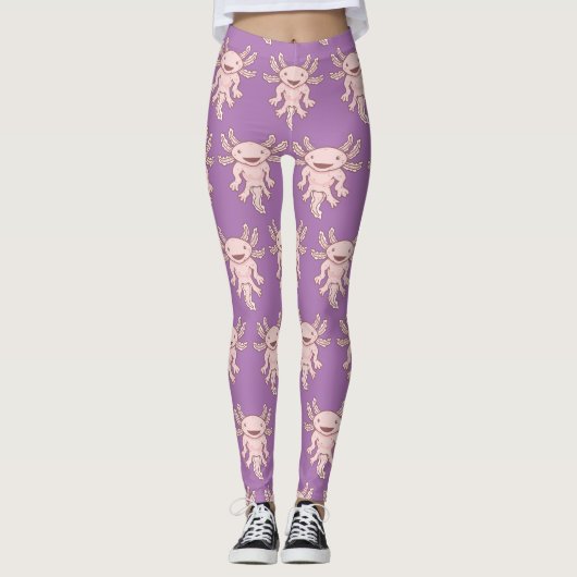 Cute Pink Axolotl Thunder_Cove Leggings (Voorkant)