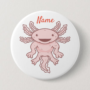 Cute Pink Axolotl Thunder_Cove  Ronde Button 7,6 Cm