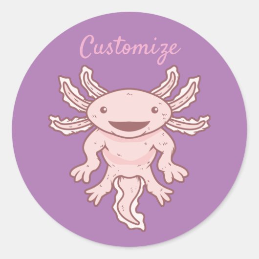 Cute Pink Axolotl Thunder_Cove Ronde Sticker (Voorkant)
