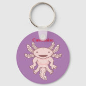 Cute Pink Axolotl Thunder_Cove Sleutelhanger (Voorkant)