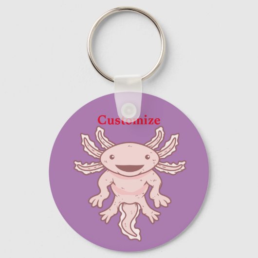 Cute Pink Axolotl Thunder_Cove Sleutelhanger (Voorkant)