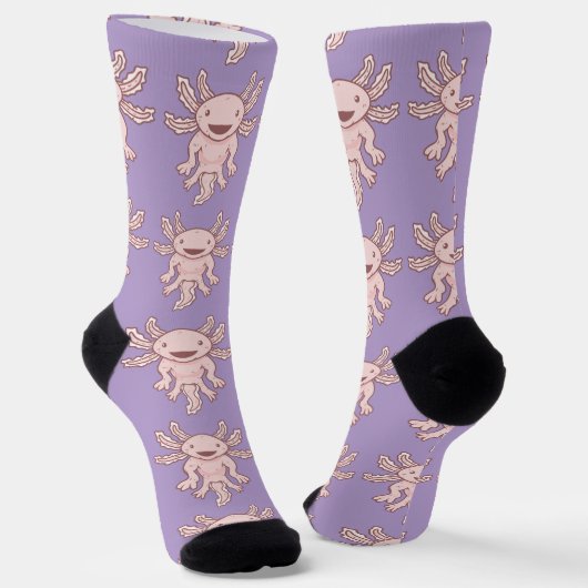 Cute Pink Axolotl Thunder_Cove  Sokken (Gebogen)