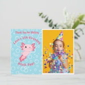 Cute Pink Axolotl Under the Sea Birthday Bedankkaart (Staand voorkant)
