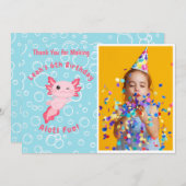 Cute Pink Axolotl Under the Sea Birthday Bedankkaart (Voorkant / Achterkant)