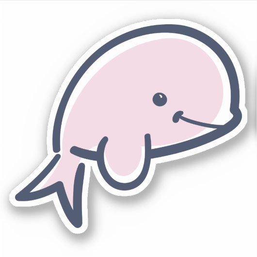 Cute Pink Baby Beluga Whale Cartoon Scrapbook Sticker (Voorkant)