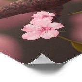 Cute Pink Baby Bird on Tree Floral Art Nursery Poster (Hoek)