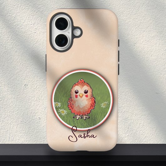 Cute Pink Baby Bird Painting Custom Name  Case-Mate iPhone Case