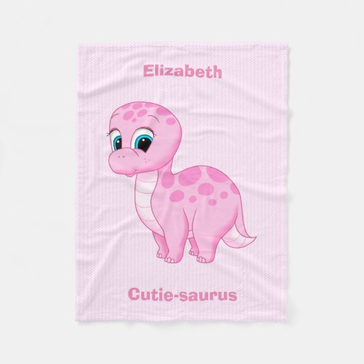 Cute Pink Baby Brontosaurus Dinosaur Fleece Deken (Voorkant)