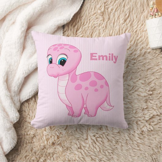 Cute Pink Baby Brontosaurus Dinosaur Kussen (Deken)