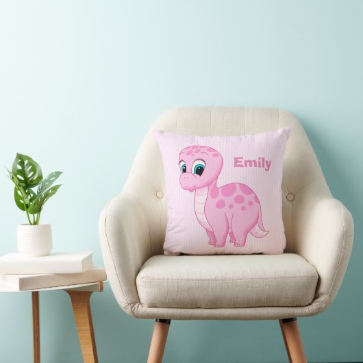 Cute Pink Baby Brontosaurus Dinosaur Kussen (Stoel)