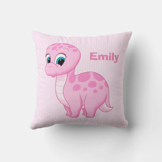 Cute Pink Baby Brontosaurus Dinosaur Kussen (Achterkant)