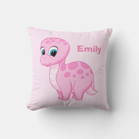 Cute Pink Baby Brontosaurus Dinosaur Kussen (Voorkant)