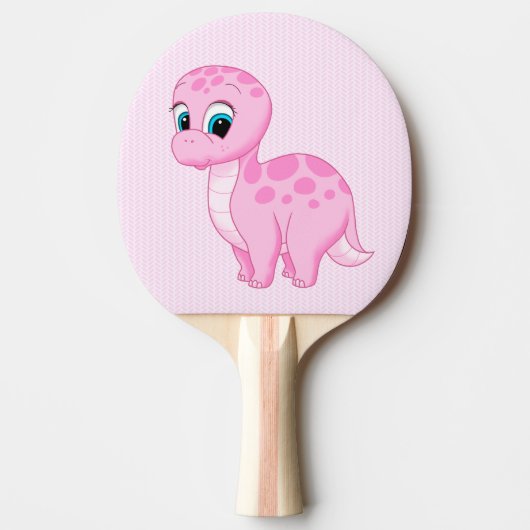 Cute Pink Baby Brontosaurus Dinosaur Tafeltennisbatje (Voorkant)
