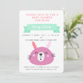 Cute Pink Baby Bunny | BABY SHOWER Kaart (Staand voorkant)