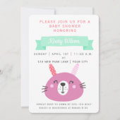 Cute Pink Baby Bunny | BABY SHOWER Kaart (Voorkant)