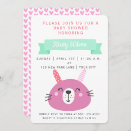 Cute Pink Baby Bunny | BABY SHOWER Kaart