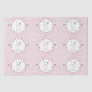 Cute Pink Baby Bunny Floral Wreath Personalized Tissuepapier
