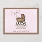 Cute Pink  Baby Carriage Classic Uitnodiging Briefkaart (Voorkant)