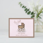 Cute Pink  Baby Carriage Classic Uitnodiging Briefkaart (Staand voorkant)